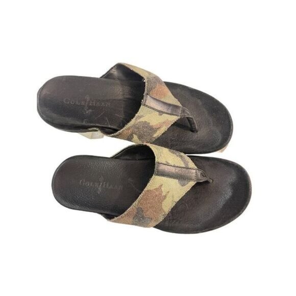 Cole Haan Men's Green Camo Suede Thong Sandals Flip Flops 7 M - Picture 2 of 6
